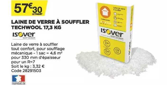 laine de verre à souffler techwool 17,3 kg isover