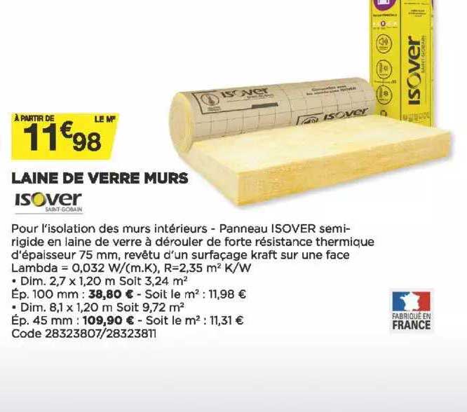 Laine De Verre Murs Isover