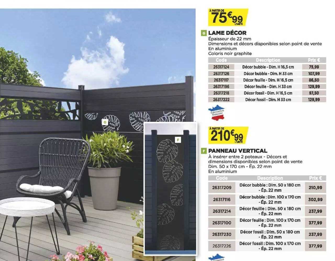 Lame Décor, Panneau Vertical