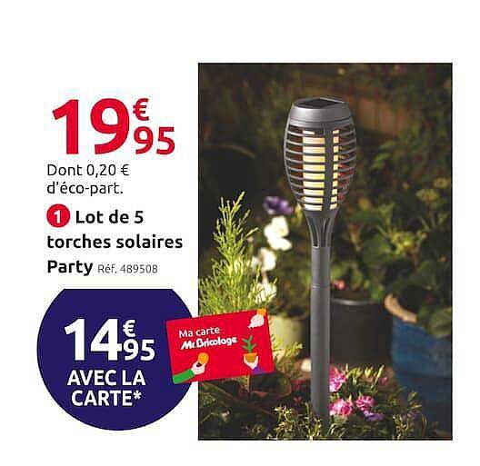 lot de 5 torches solaires party