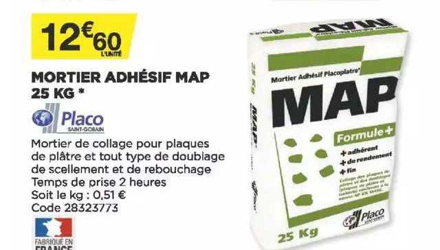 mortier adhésif map 25 kg placo