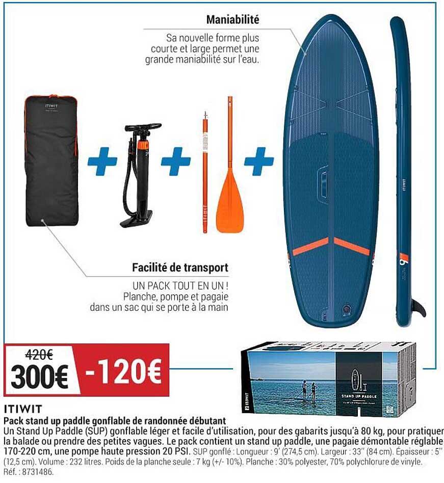 pack stand up paddle gonflable de randonnée débutant itiwit