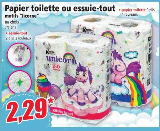 papier toilette ou essuie-tout motifs "licorne"