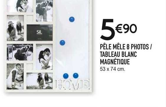 pêle mêle 8 photos-tableau blanc magnétique