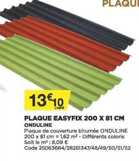 plaque easyfix 200 x 81 cm onduline