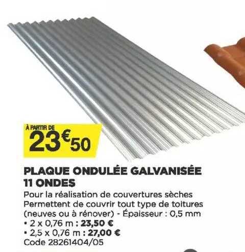 plaque ondulée galvanisée 11 ondes