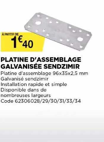 platine d'assemblage galvanisée sendzimir