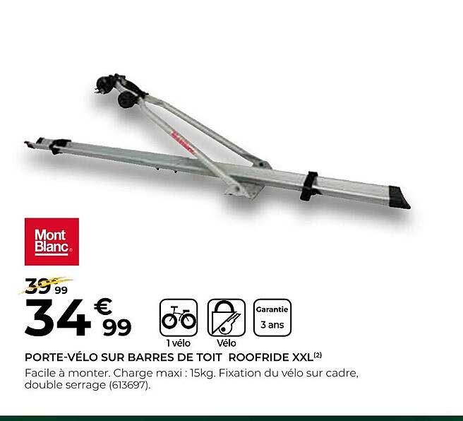 porte-vélo sur barres de toit roofride xxl mont blanc
