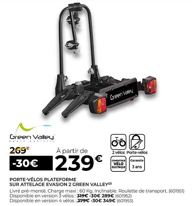 porte-vélos plateforme sur attelage évasion 2 green valley