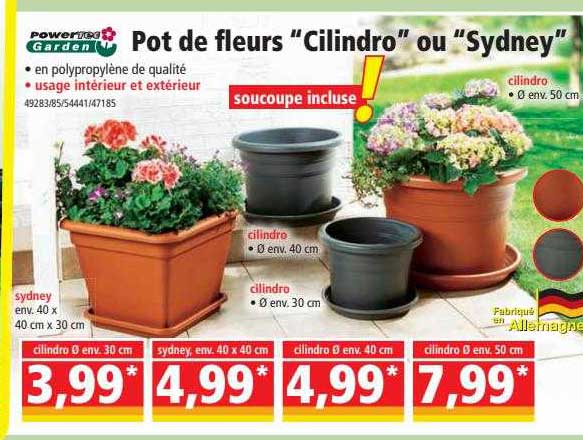 powertec garden pot de fleurs "cilindro" ou "sydney"