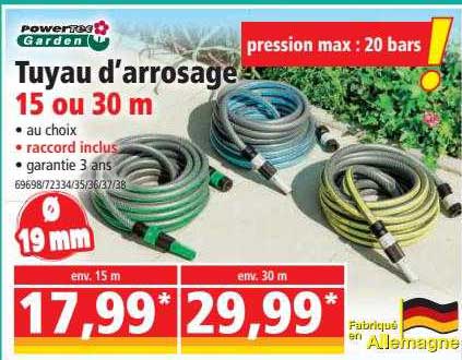 Powertec Garden Tuyau D'arrosage 15 Ou 30m