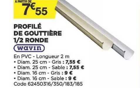 profilé de gouttière 1-2 ronde wavin