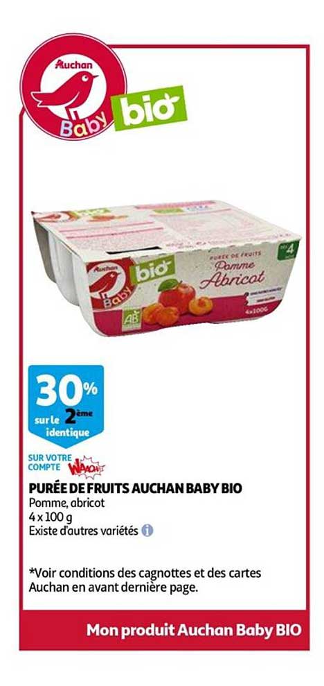 Purée De Fruits Auchan Baby Bio