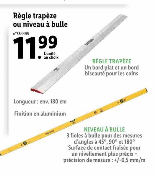 règle trapèze ou niveau à bulle