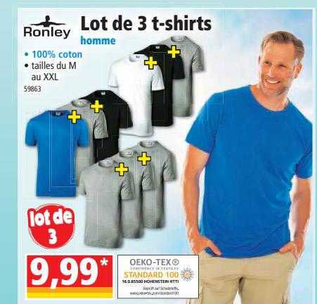 ronley lot de 3 t-shirts
