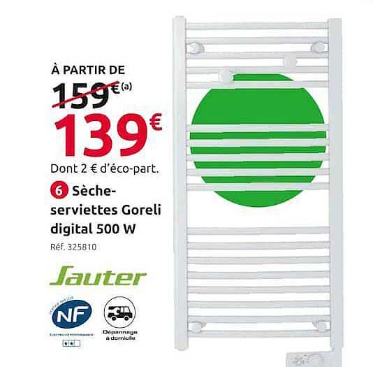 sèche-serviettes goreli digital 500w sauter