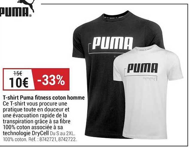 t-shirt puma fitness coton homme