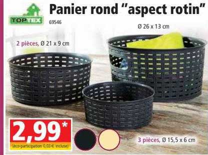 toptex panier rond "aspect rotin"
