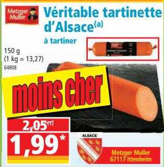 véritable tartinette d'alsace à tartiner metzger muller