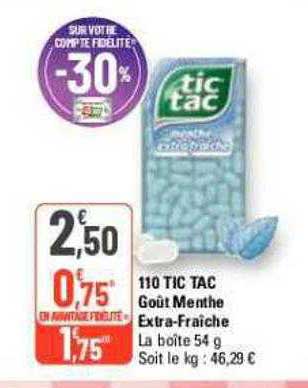110 tic tac goût menthe extra-fraîche