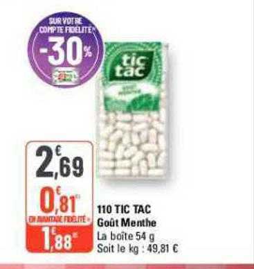 110 tic tac goût menthe
