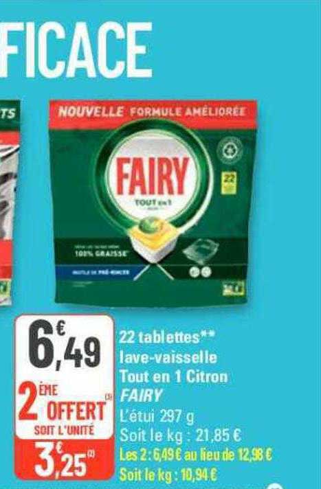 22 Tablettes Lave-vaisselle Tout En 1 Citron Fairy
