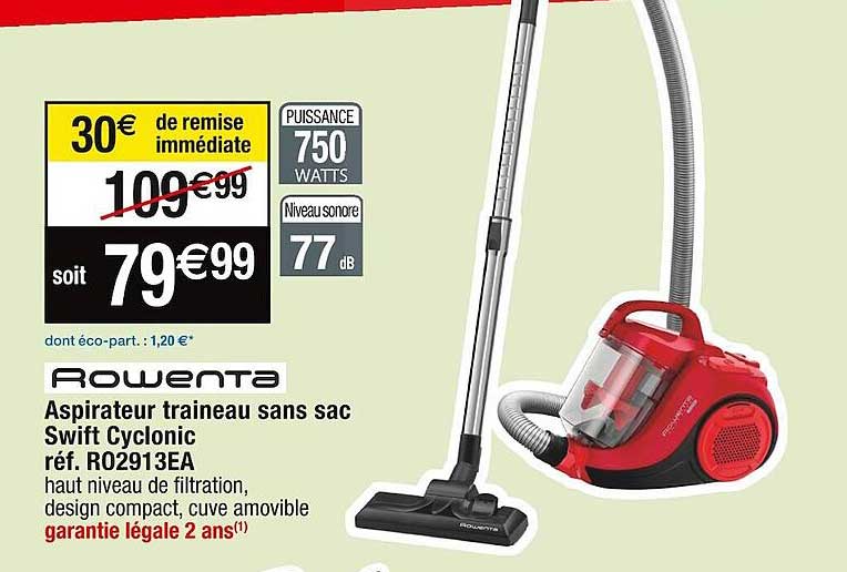 aspirateur traîneau sans sac swift cyclonic rowenta