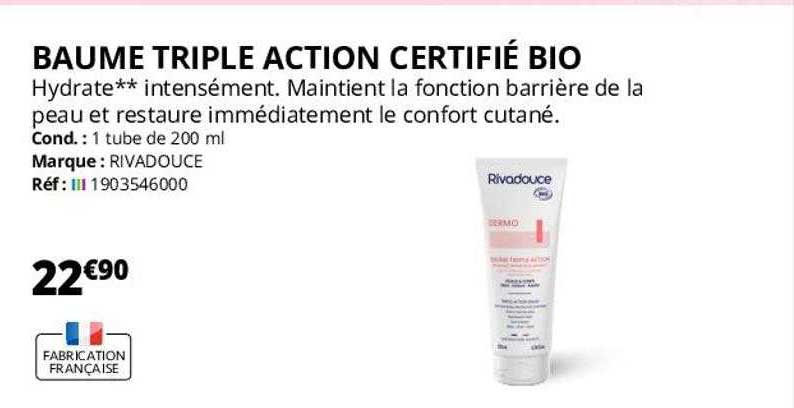 Baume Triple Action Certifié Bio Rivadouce