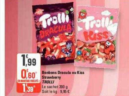 bonbons dracula ou kiss strawberry trolli