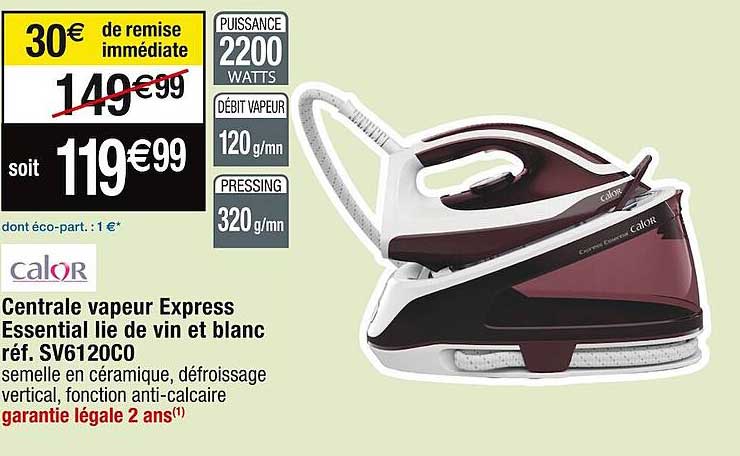 centrale vapeur express essential lie de vin et blanc calor