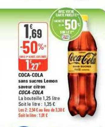 coca-cola sans sucres lemon saveur citron coca-cola