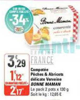 compotée pêches & abricots délicate verveine bonne maman
