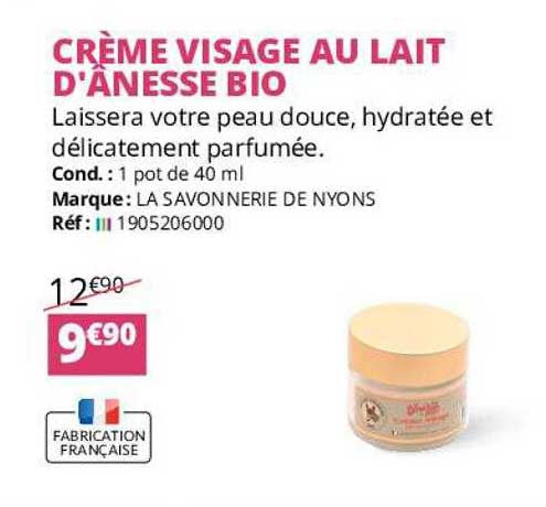 crème visage au lait d'ânesse bio la savonnerie de nyons