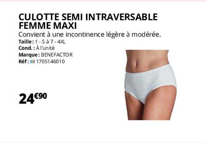 culotte semi intraversable femme maxi benefactor