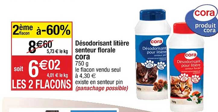 desodorisant litiere senteur florale cora