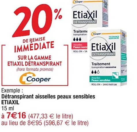 détranspirant aisselles peaux sensibles etiaxil