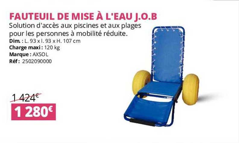 fauteuil de mise à l'eau j.o.b. axsol