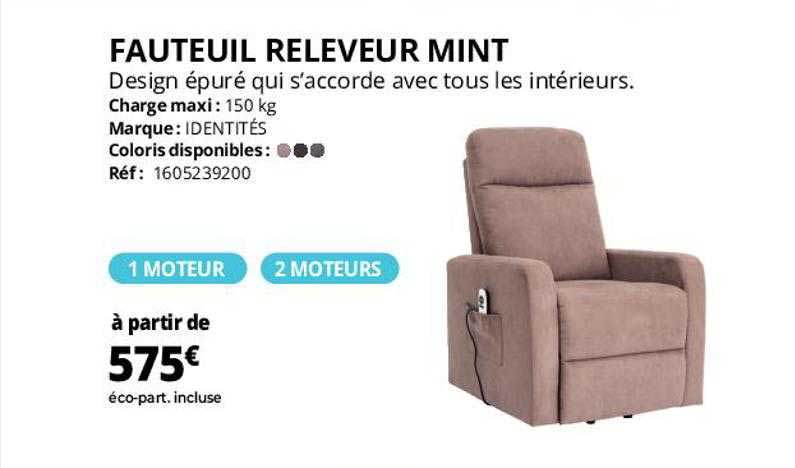 fauteuil releveur mint identités