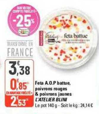 feta a.o.p. battue, poivrons rouges & poivrons jaunes l'atelier blini
