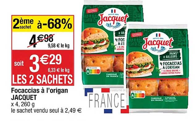 focaccias à l'origan jacquet