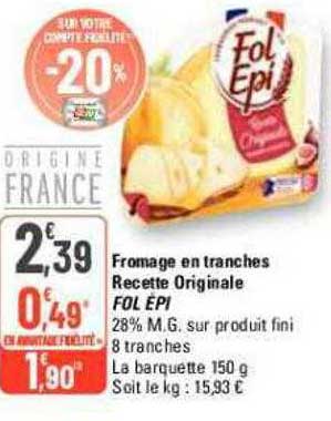 fromage en tranches recette originale fol épi