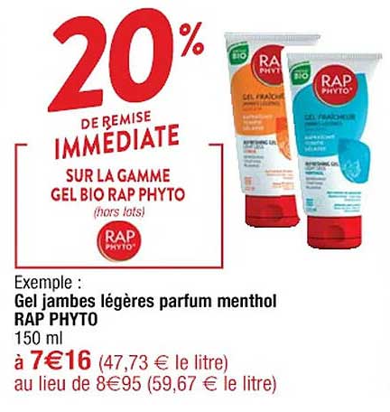 gel jambes légères parfum menthol rap phyto