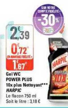 gel wc power plus 10x plus nettoyant harpic