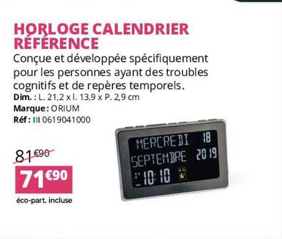 horloge calendrier référence orium
