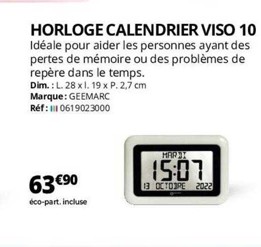 horloge calendrier viso 10 geemarc