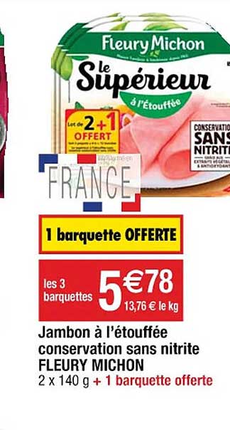 jambon à l'étouffée conservation sans nitrite fleury michon