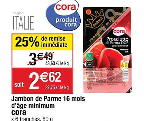 jambon de parme 16 mois d'âge minimum cora