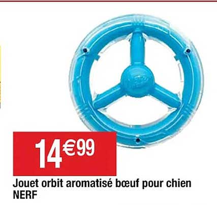 jouet orbit aromatise boeuf pour chien  nerf