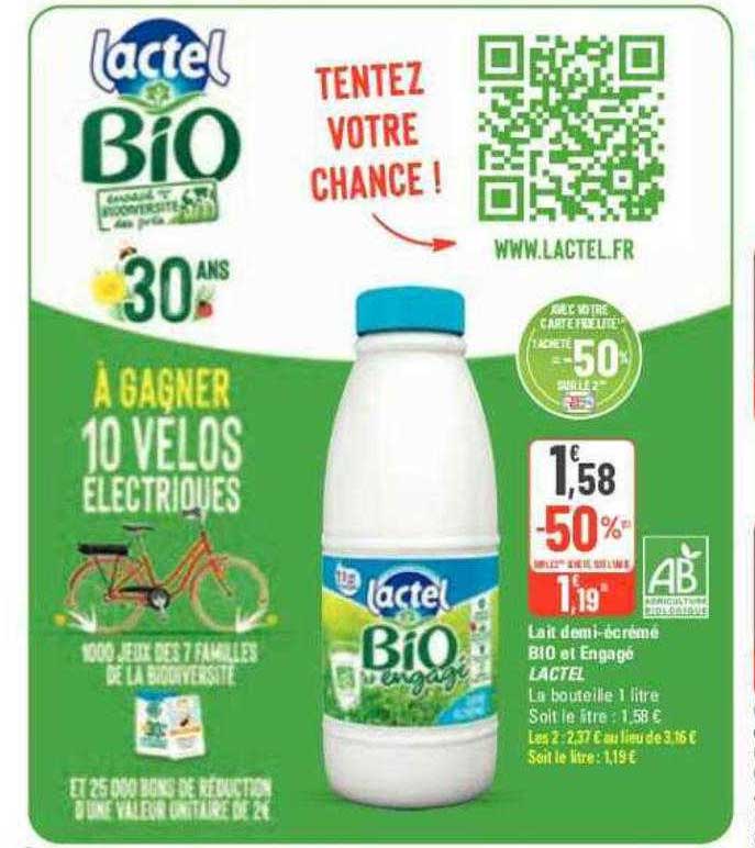 lait demi-écrémé bio et engagé lactel