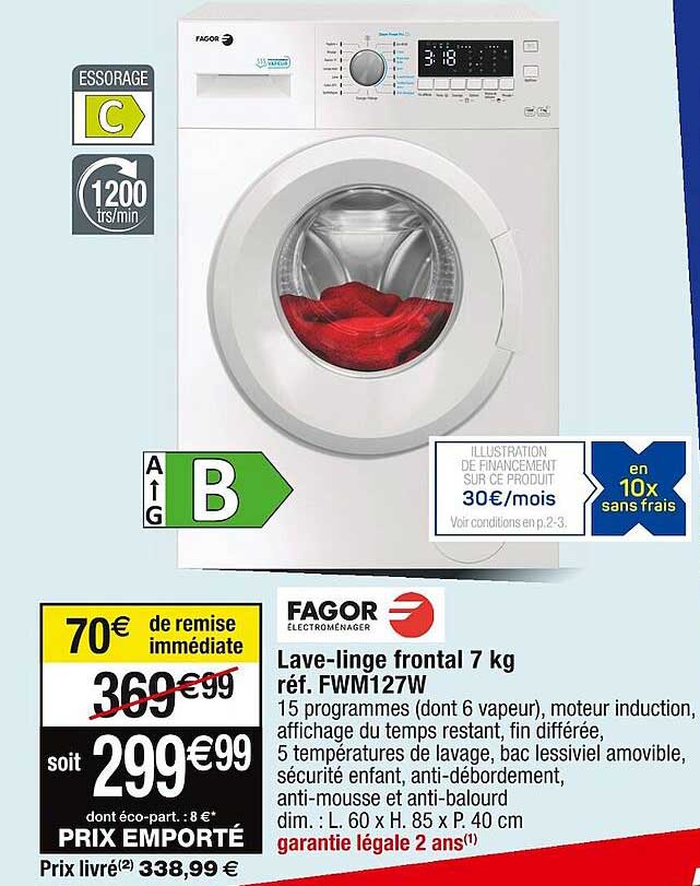 Lave-linge Frontal 7 Kg Fagor